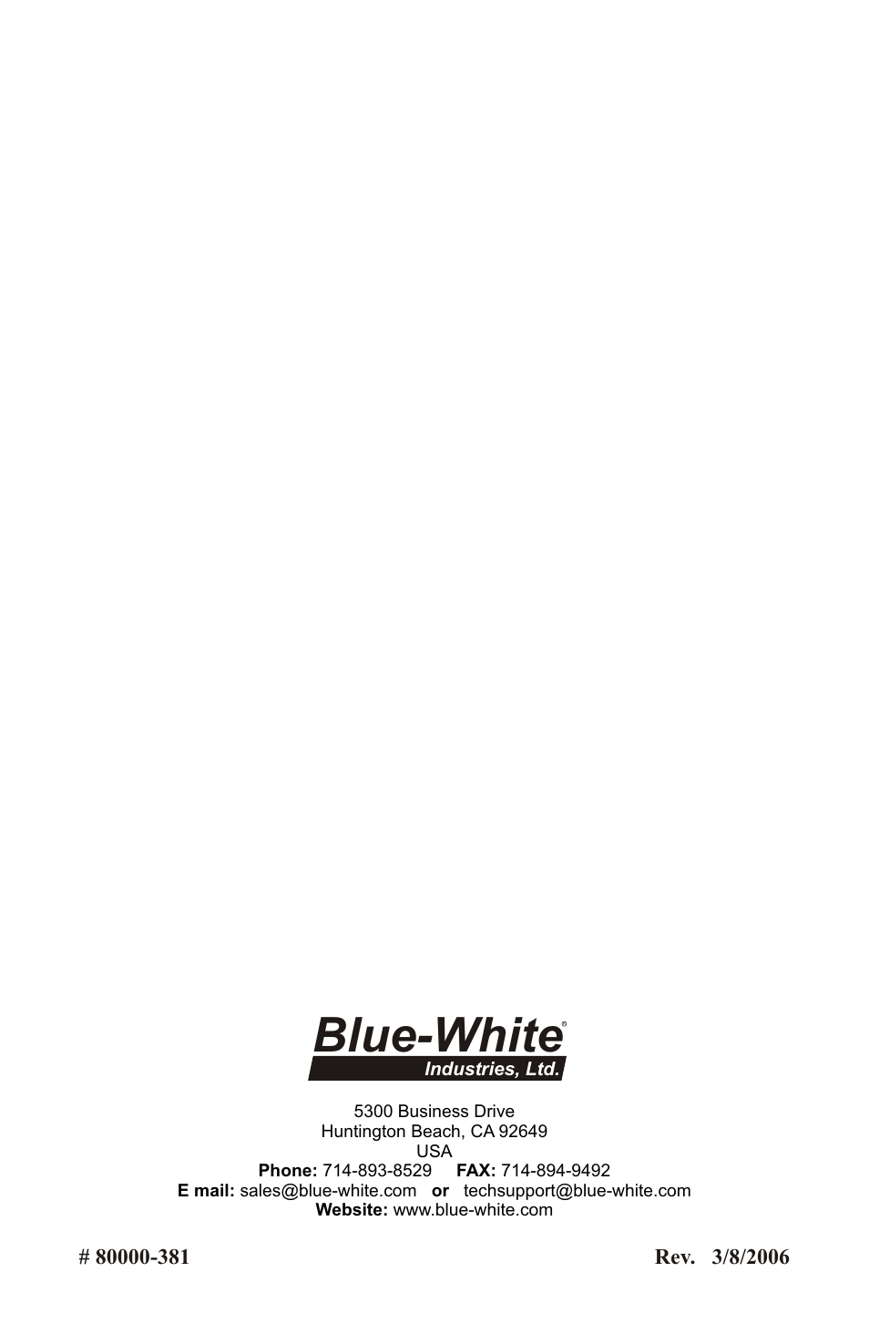 Blue-white | Xylem A-100NV DIGITAL PERISTALTIC PUMPS User Manual | Page 24 / 24