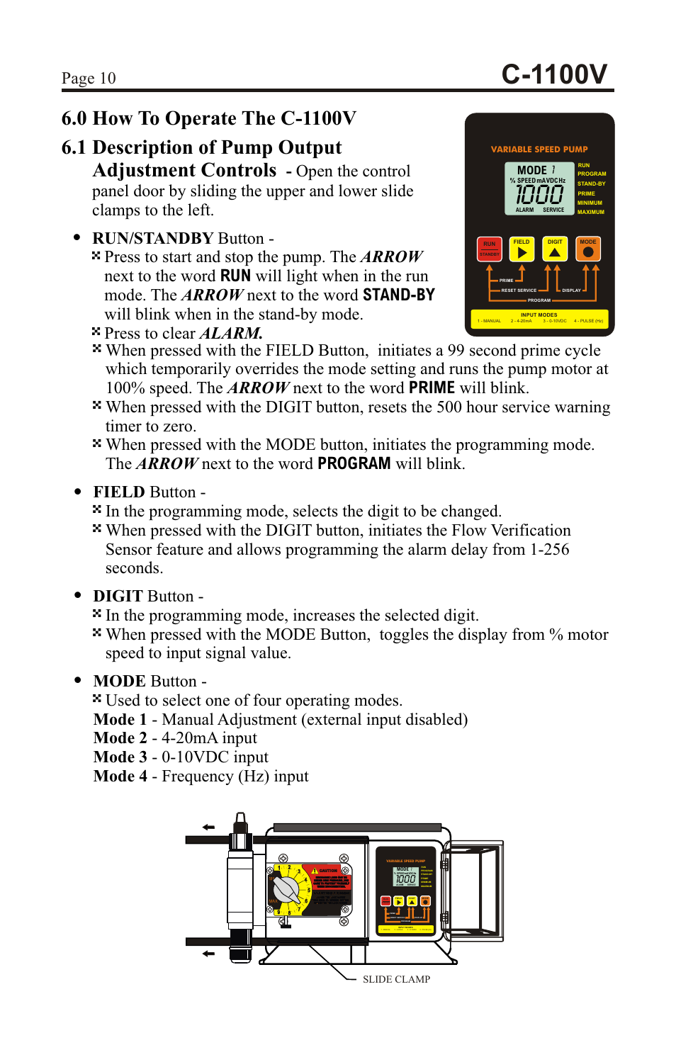 C-1100v, Page 10, 1mode | Xylem C-1100V DIAPHRAGM METERING PUMPS User Manual | Page 10 / 28
