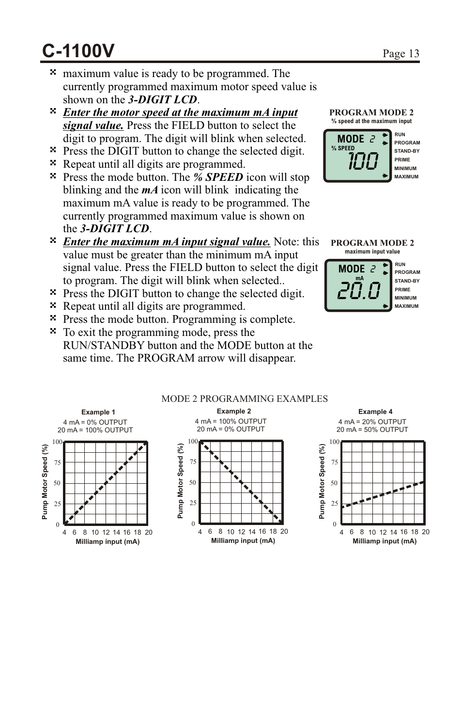 C-1100v, 2mode | Xylem C-1100V DIAPHRAGM METERING PUMPS User Manual | Page 13 / 28