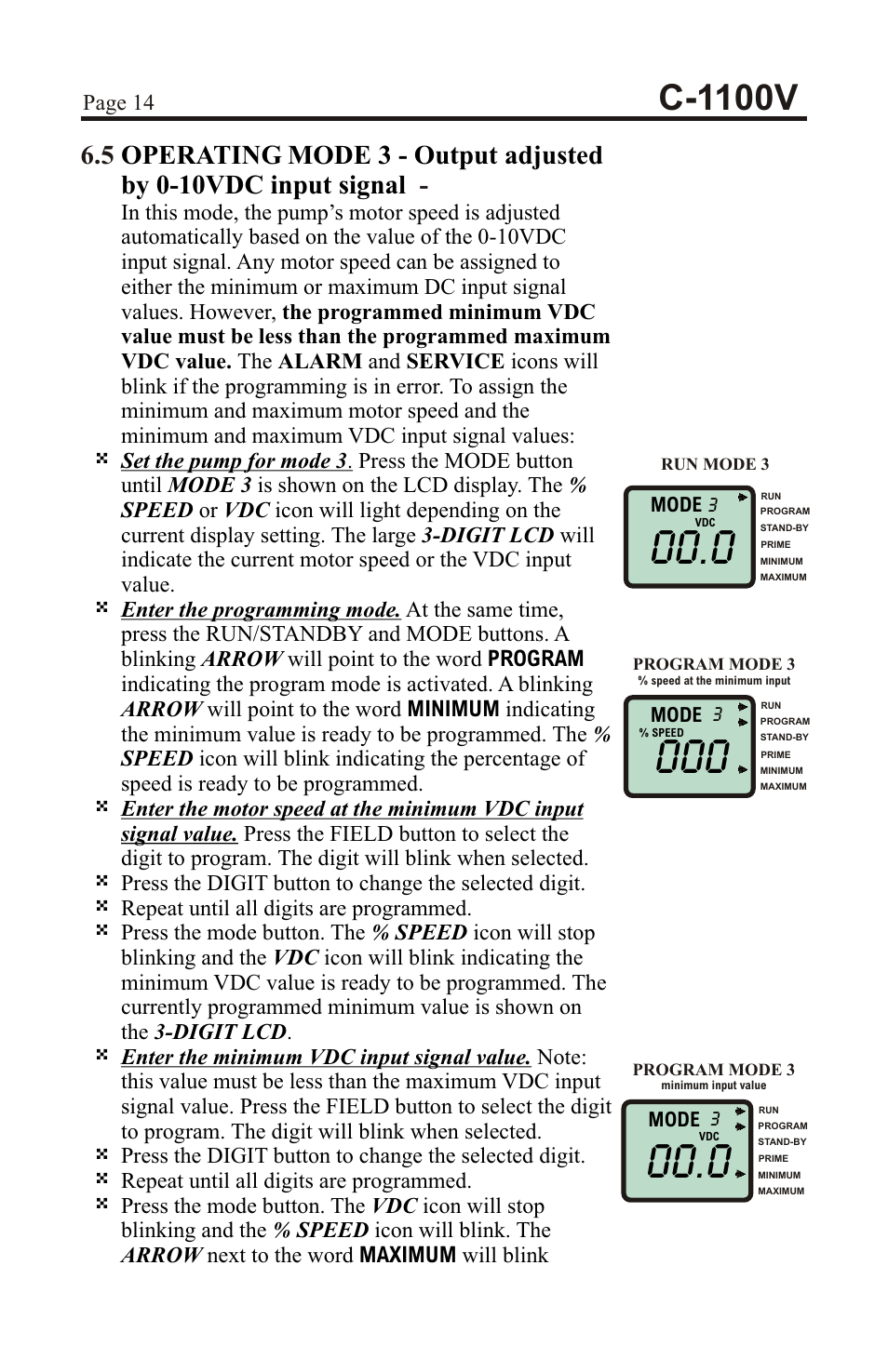 C-1100v, Page 14 | Xylem C-1100V DIAPHRAGM METERING PUMPS User Manual | Page 14 / 28