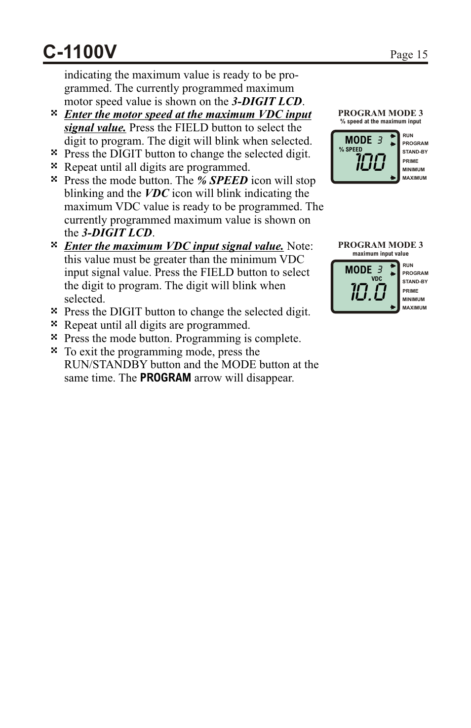 C-1100v | Xylem C-1100V DIAPHRAGM METERING PUMPS User Manual | Page 15 / 28
