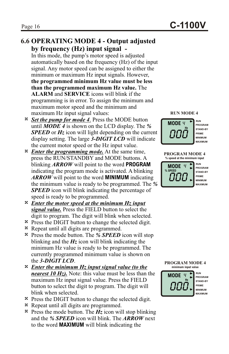 C-1100v, Page 16 | Xylem C-1100V DIAPHRAGM METERING PUMPS User Manual | Page 16 / 28
