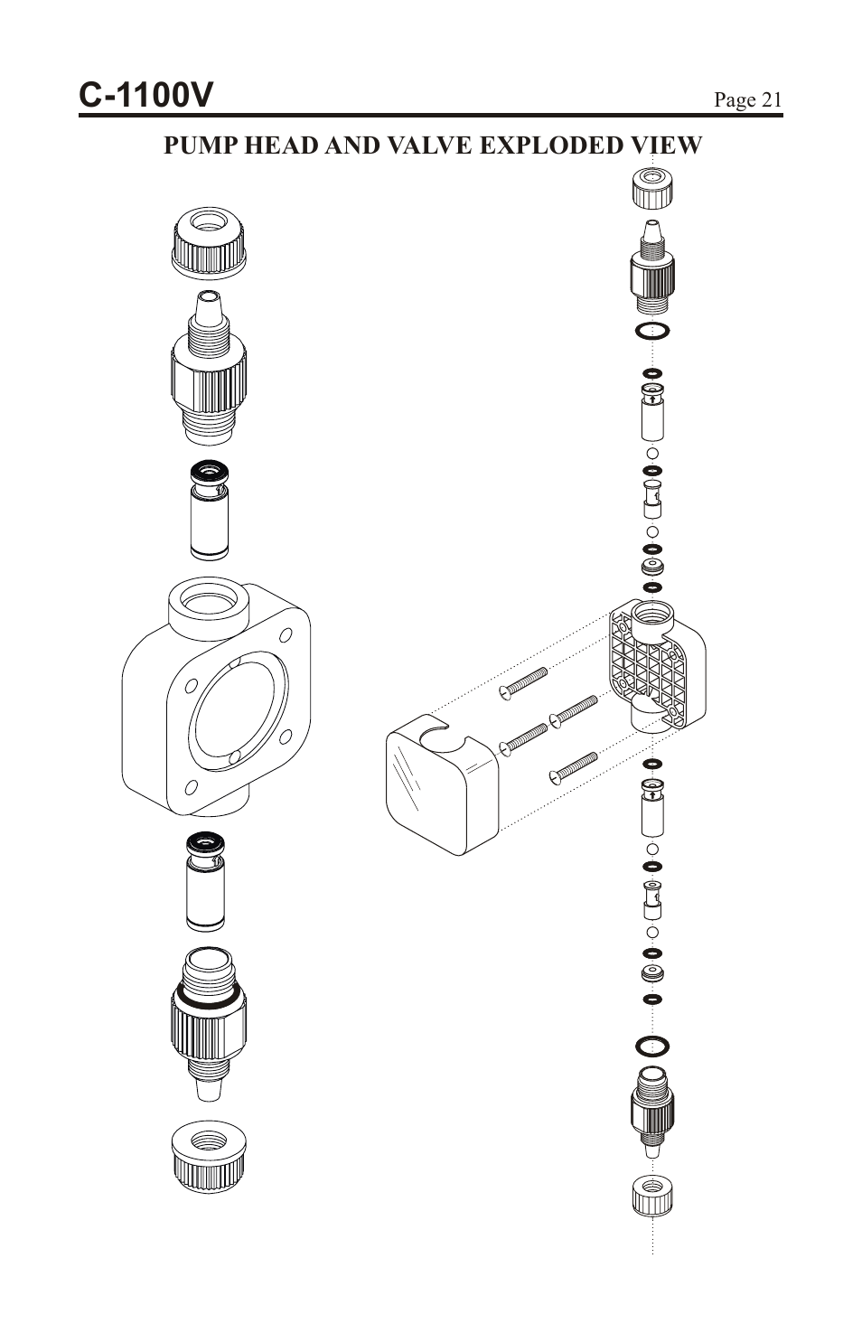 C-1100v | Xylem C-1100V DIAPHRAGM METERING PUMPS User Manual | Page 21 / 28