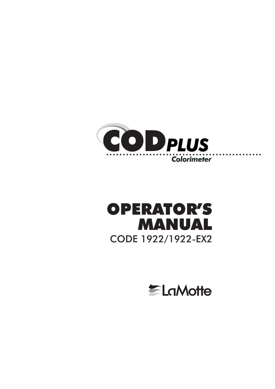 LaMotte COD Plus Colorimeter 1922-EX2 User Manual | 133 pages