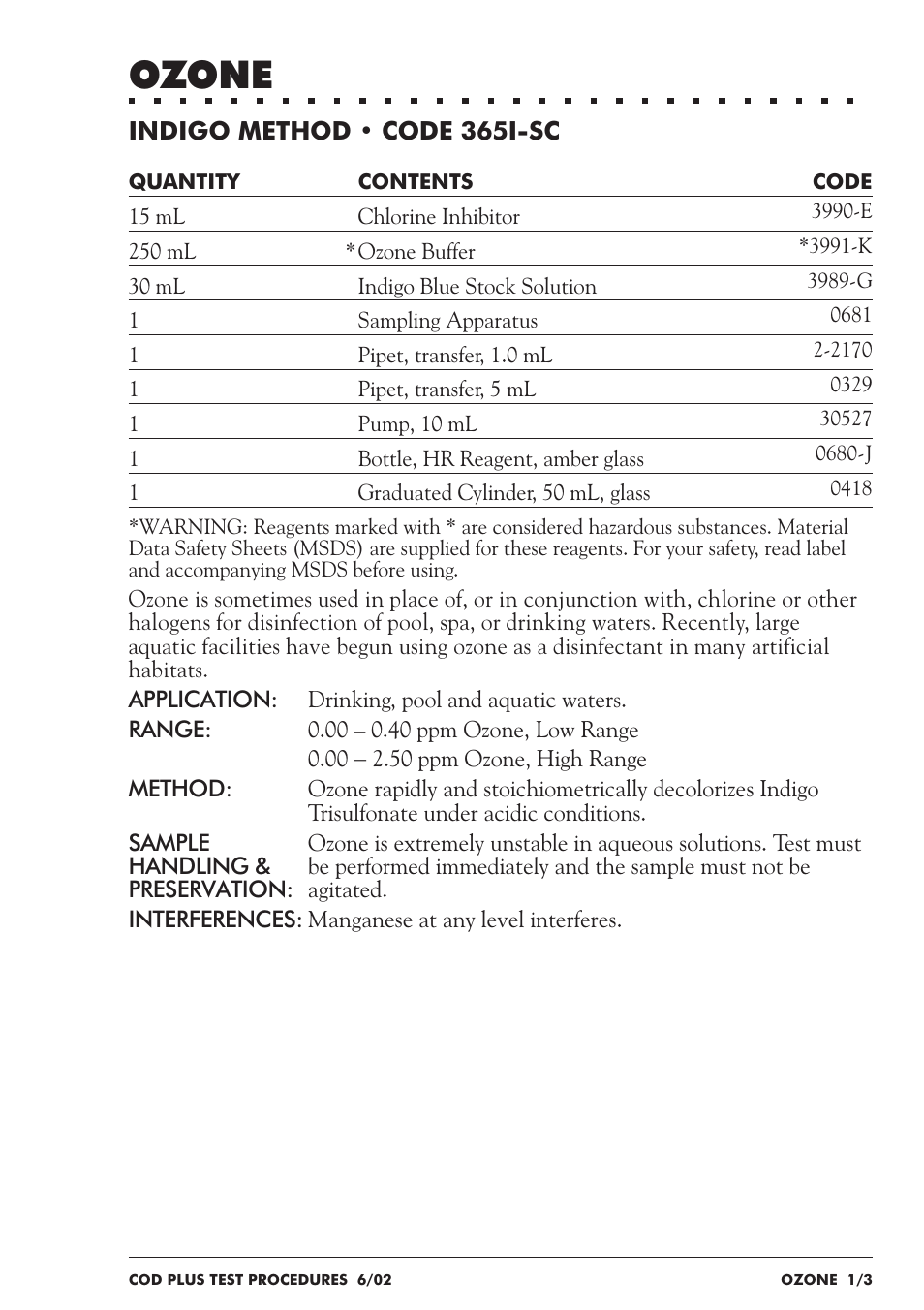 Ozone | LaMotte COD Plus Colorimeter 1922-EX2 User Manual | Page 100 / 133