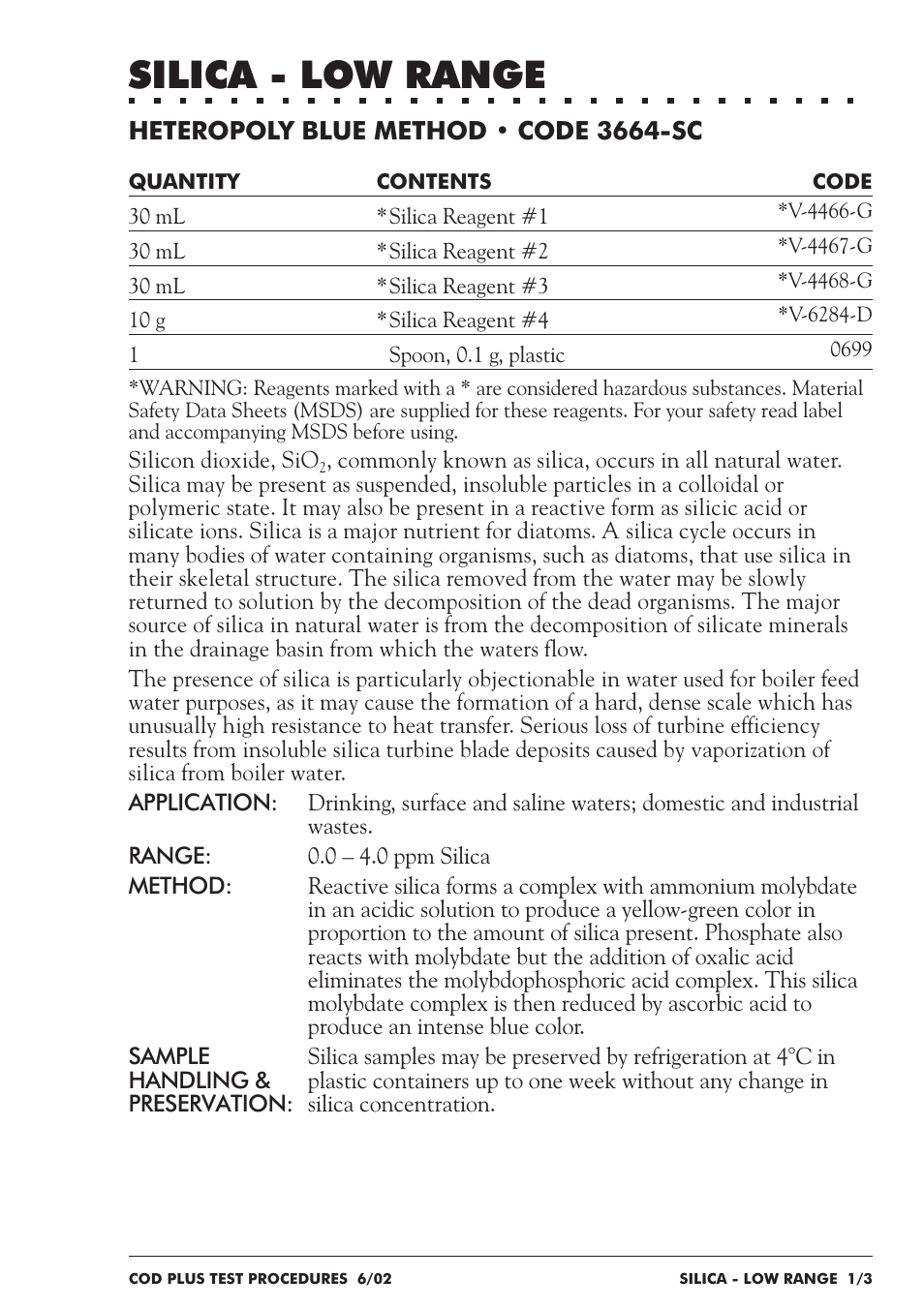 Silica - low range | LaMotte COD Plus Colorimeter 1922-EX2 User Manual | Page 112 / 133