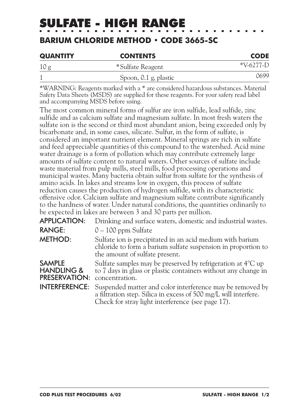 Sulfate - high range | LaMotte COD Plus Colorimeter 1922-EX2 User Manual | Page 118 / 133