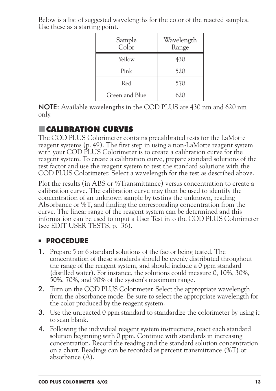 LaMotte COD Plus Colorimeter 1922-EX2 User Manual | Page 13 / 133