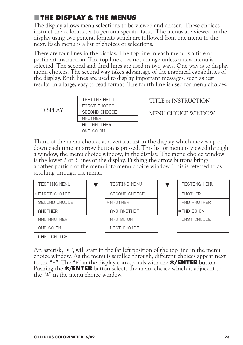 The display & the menus | LaMotte COD Plus Colorimeter 1922-EX2 User Manual | Page 23 / 133