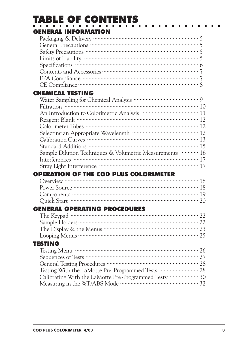 LaMotte COD Plus Colorimeter 1922-EX2 User Manual | Page 3 / 133