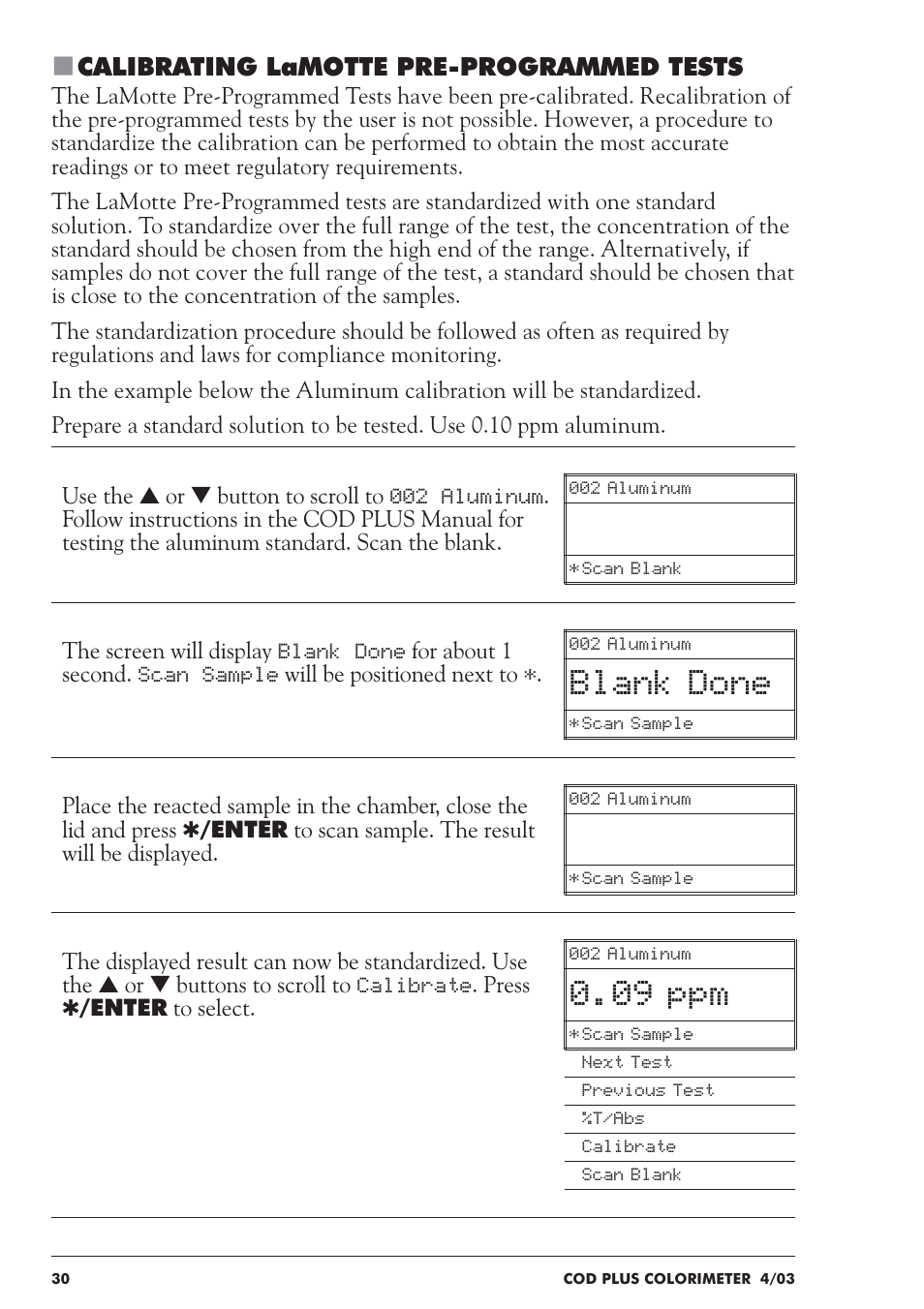 Blank done, 09 ppm | LaMotte COD Plus Colorimeter 1922-EX2 User Manual | Page 30 / 133