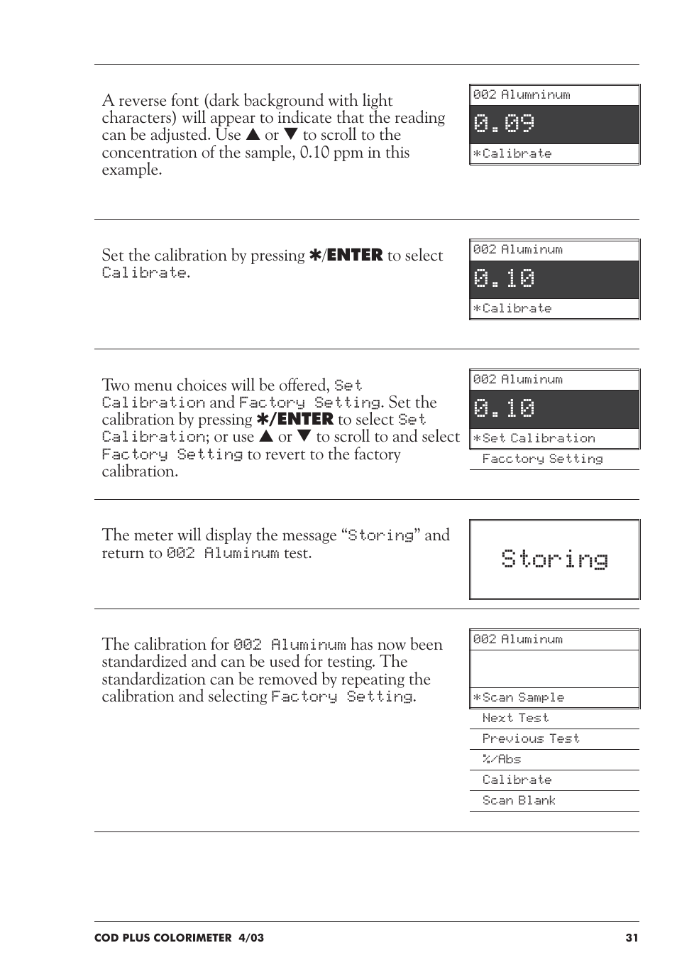 Storing | LaMotte COD Plus Colorimeter 1922-EX2 User Manual | Page 31 / 133