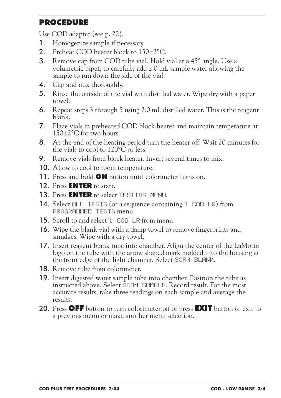 LaMotte COD Plus Colorimeter 1922-EX2 User Manual | Page 58 / 133