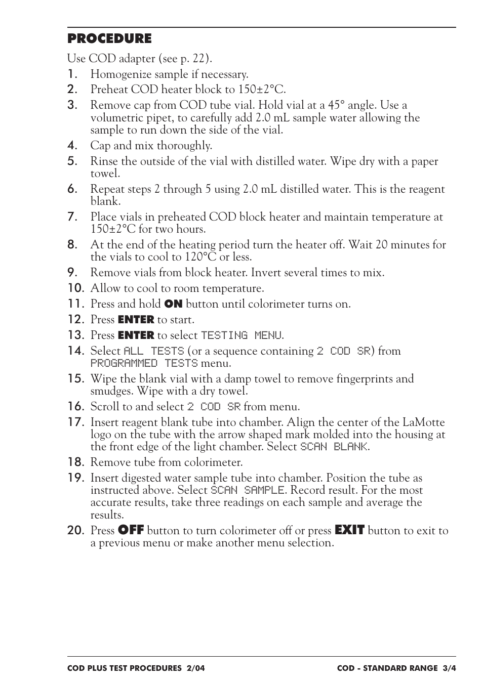 LaMotte COD Plus Colorimeter 1922-EX2 User Manual | Page 62 / 133