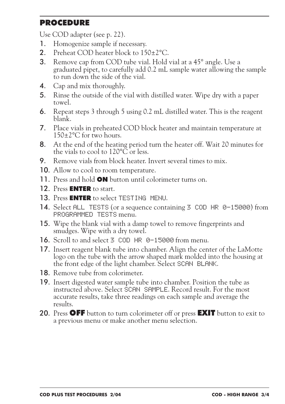 LaMotte COD Plus Colorimeter 1922-EX2 User Manual | Page 66 / 133