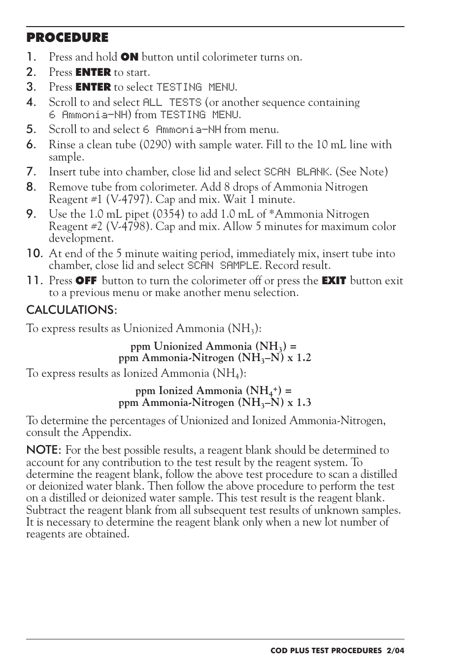 Procedure | LaMotte COD Plus Colorimeter 1922-EX2 User Manual | Page 73 / 133