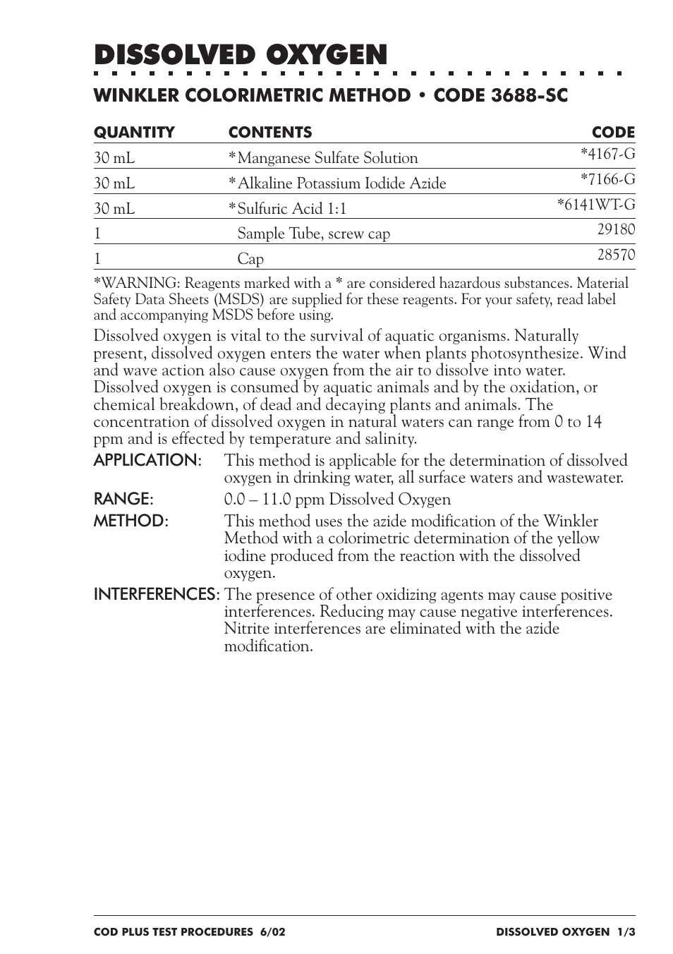 Dissolved oxygen | LaMotte COD Plus Colorimeter 1922-EX2 User Manual | Page 86 / 133