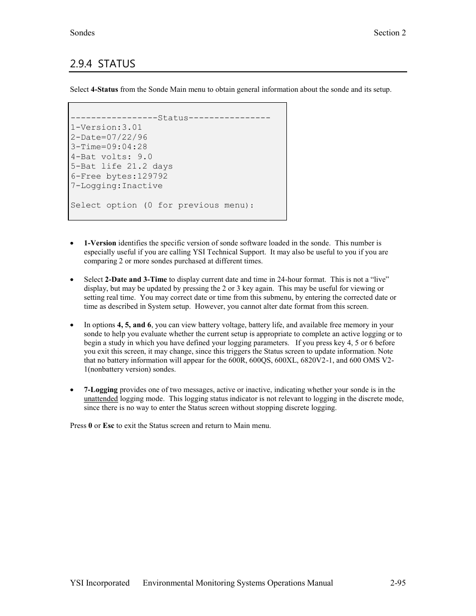 4 status | Xylem 6-Series Multiparameter User Manual | Page 101 / 377