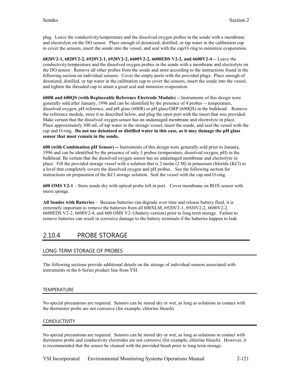 4 probe storage | Xylem 6-Series Multiparameter User Manual | Page 127 / 377