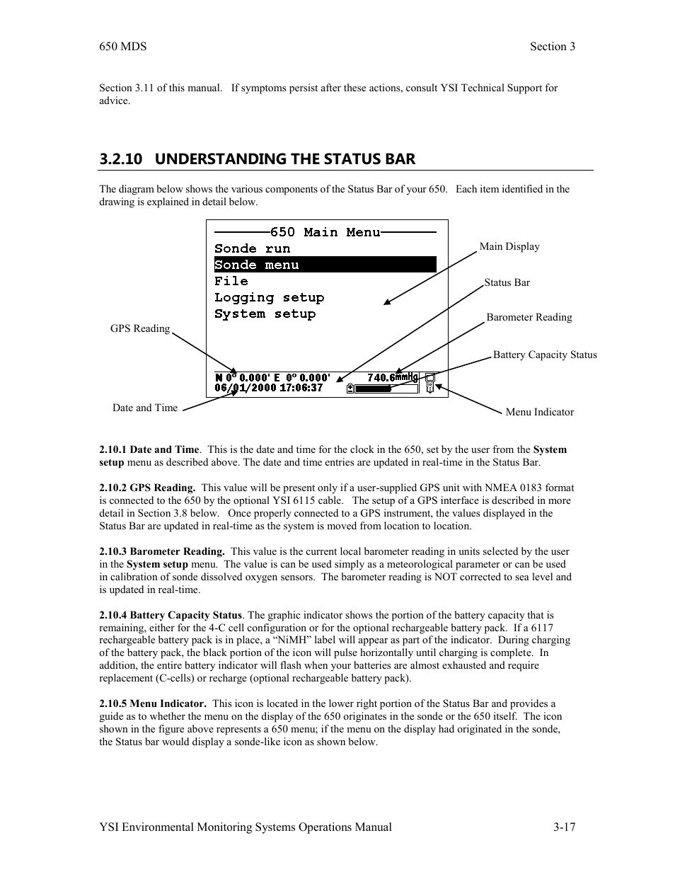 10 understanding the status bar | Xylem 6-Series Multiparameter User Manual | Page 147 / 377