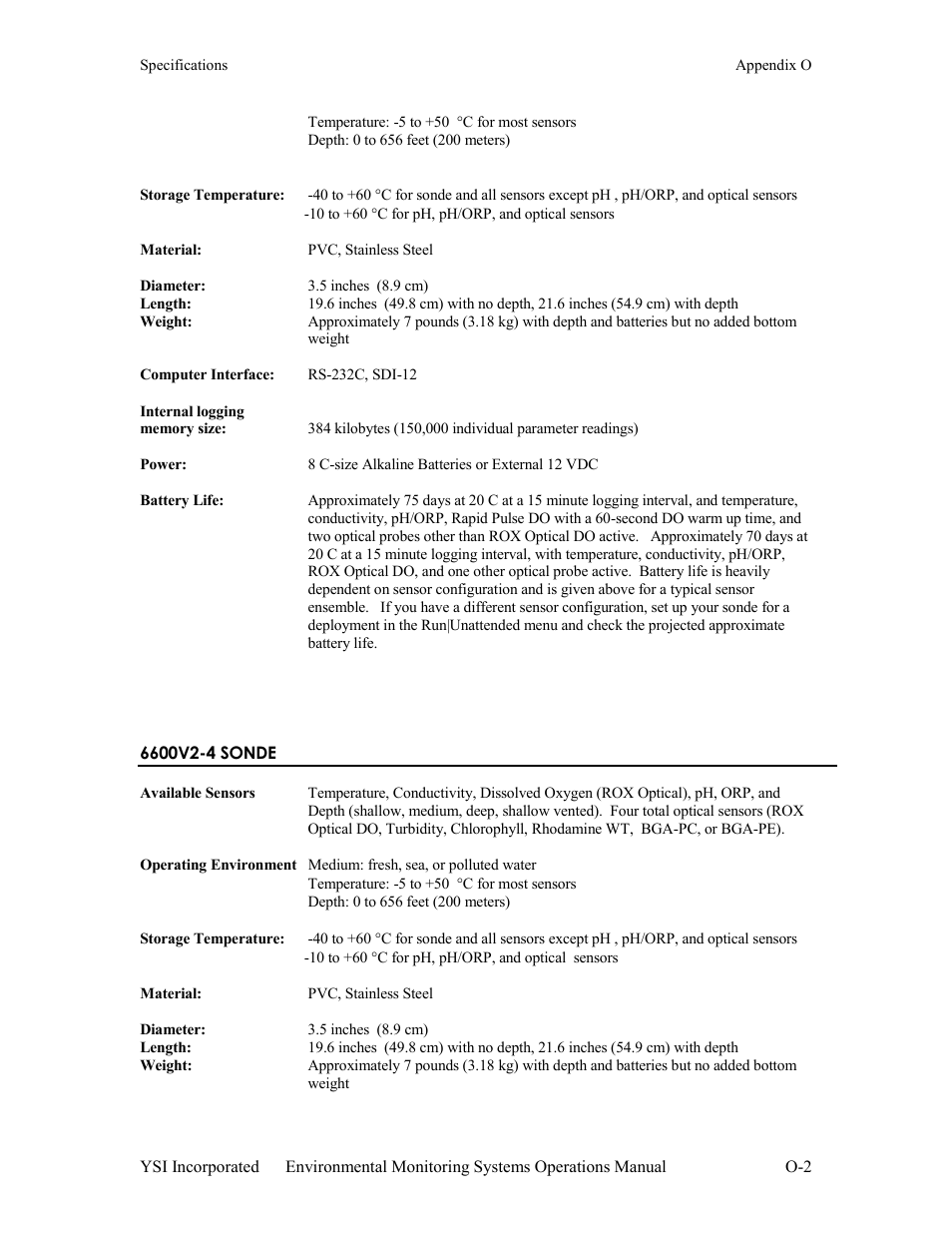 6600v2-4 sonde | Xylem 6-Series Multiparameter User Manual | Page 365 / 377