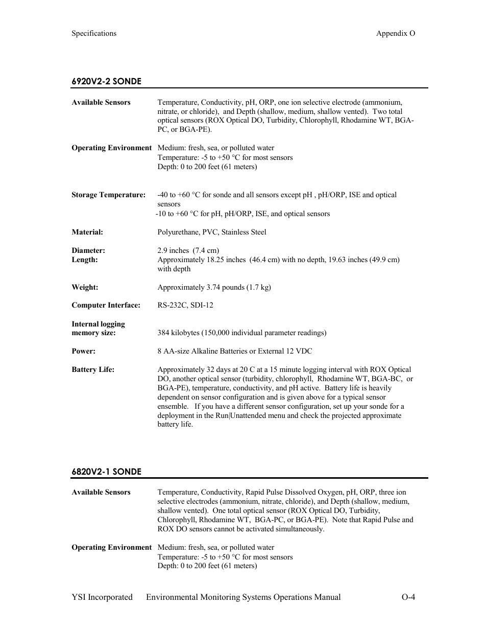 6920v2-2 sonde, 6820v2-1 sonde | Xylem 6-Series Multiparameter User Manual | Page 367 / 377