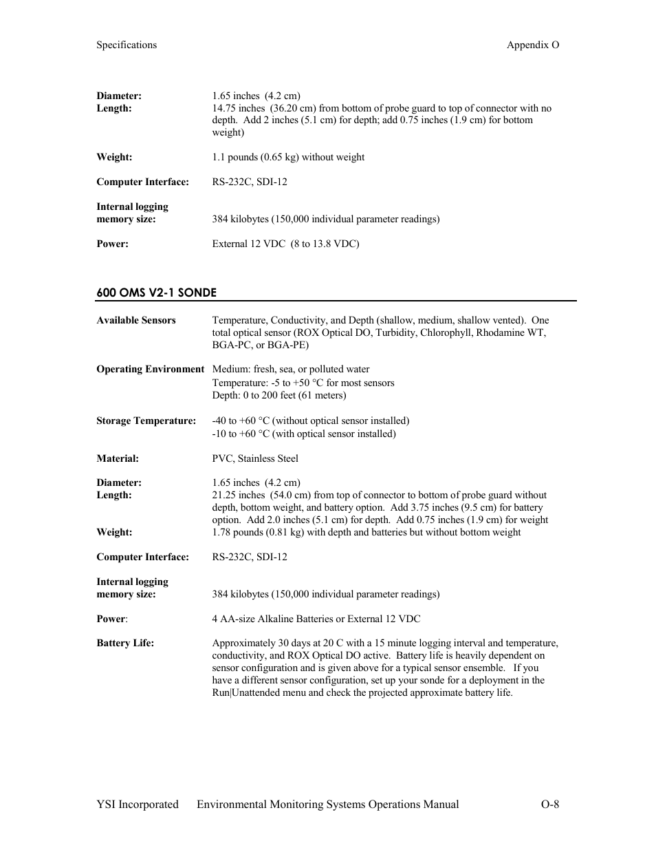 600 oms v2-1 sonde | Xylem 6-Series Multiparameter User Manual | Page 371 / 377