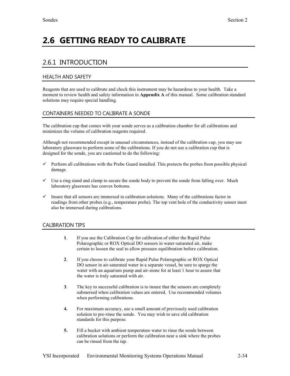 6 getting ready to calibrate, 1 introduction | Xylem 6-Series Multiparameter User Manual | Page 40 / 377