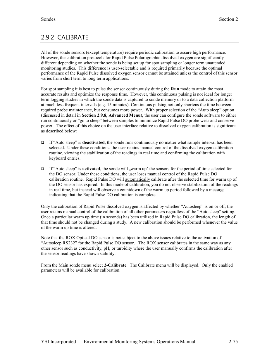 2 calibrate | Xylem 6-Series Multiparameter User Manual | Page 81 / 377