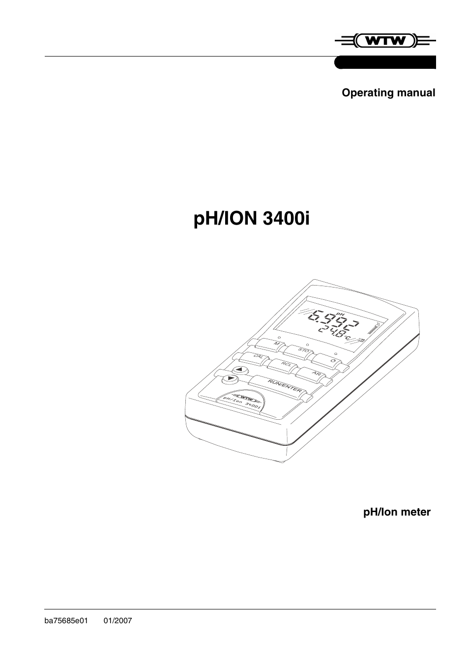 Xylem pH/ION 3400i ION SELECTIVE ELECTRODE ANALYZER User Manual | 83 pages