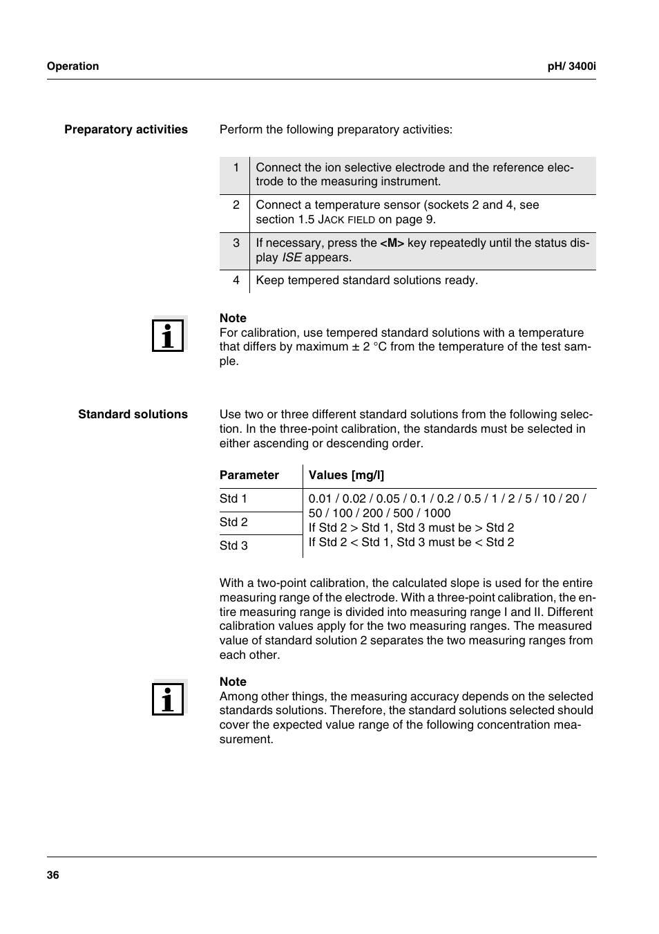 Xylem pH/ION 3400i ION SELECTIVE ELECTRODE ANALYZER User Manual | Page 36 / 83