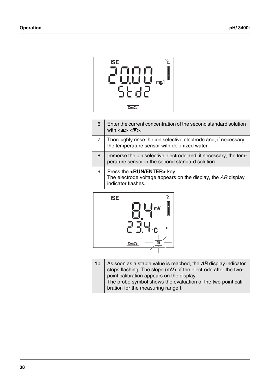 2d t | Xylem pH/ION 3400i ION SELECTIVE ELECTRODE ANALYZER User Manual | Page 38 / 83