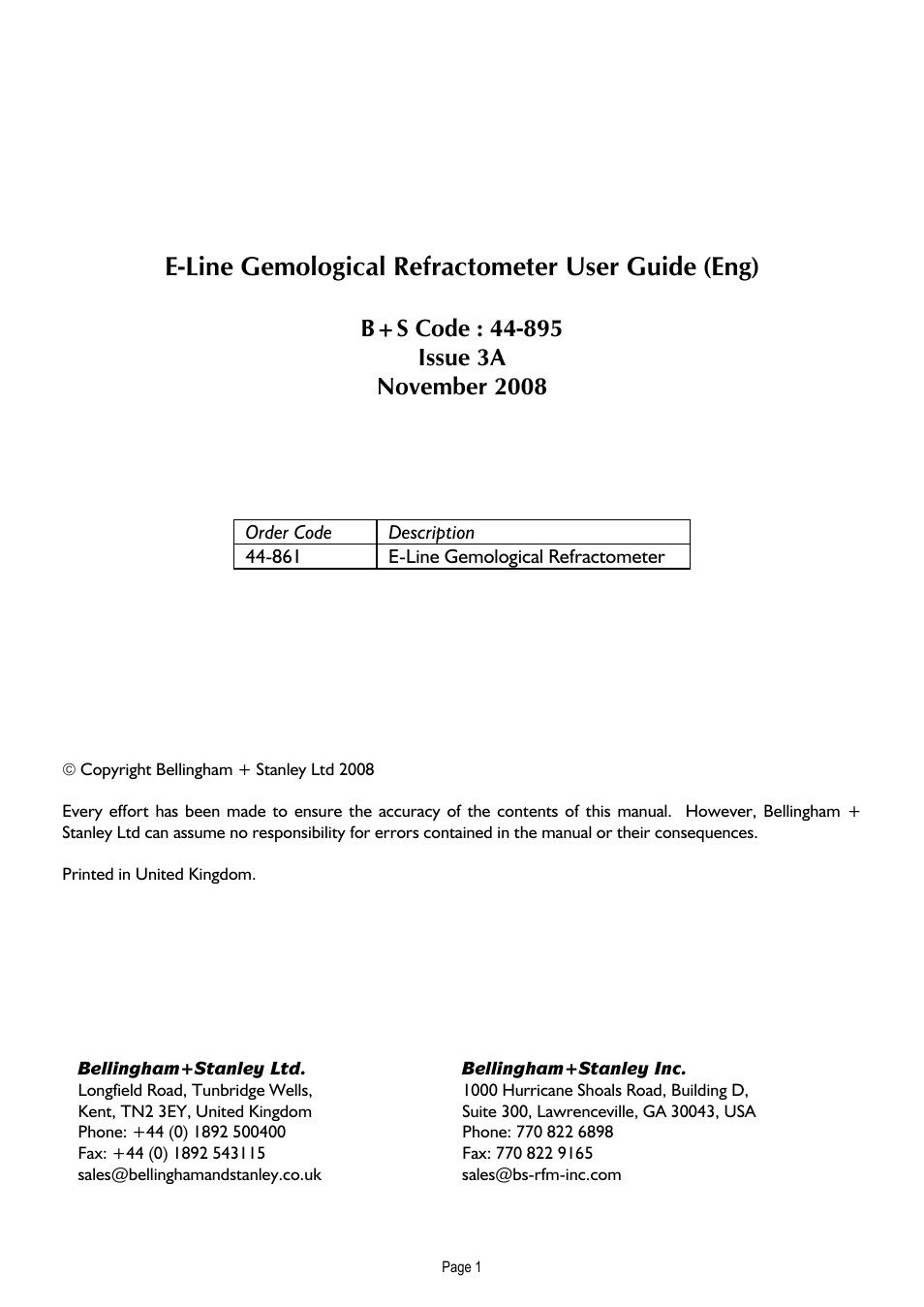 E-line gemological refractometer user guide (eng) | Xylem E-Line Gemological Refractometer User Manual | Page 2 / 8