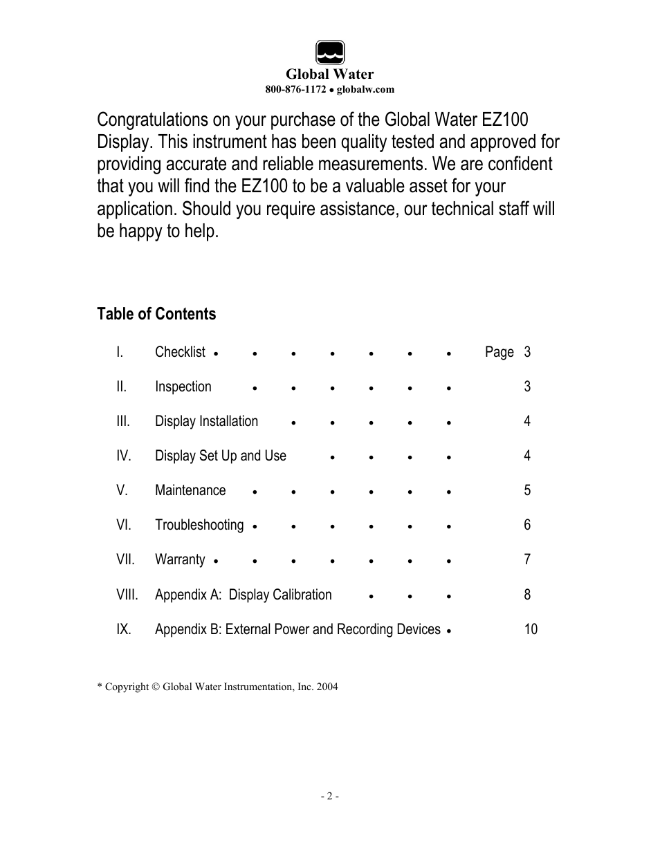 Xylem EZ100 Sensor Display User Manual | Page 2 / 10