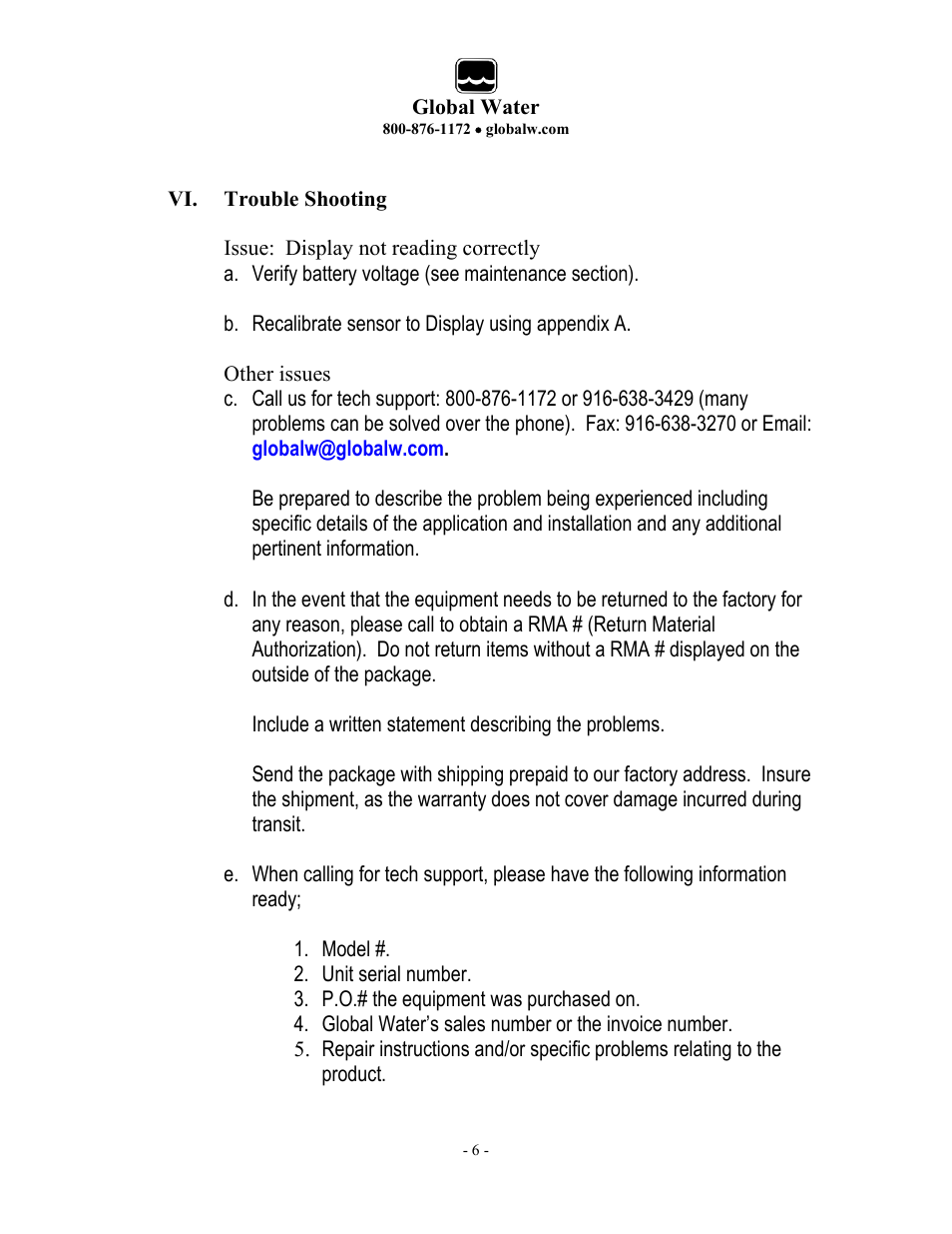 Xylem EZ100 Sensor Display User Manual | Page 6 / 10
