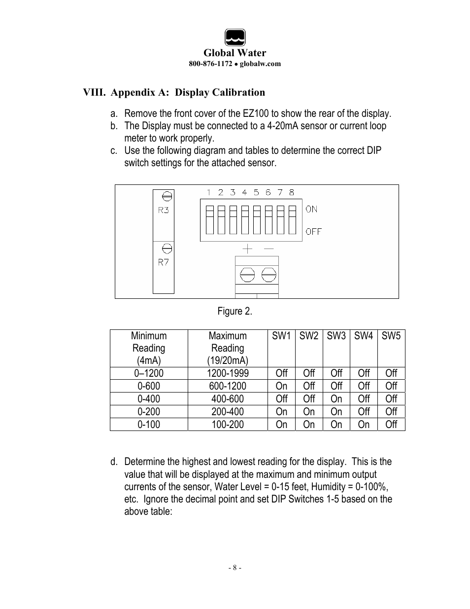 Xylem EZ100 Sensor Display User Manual | Page 8 / 10