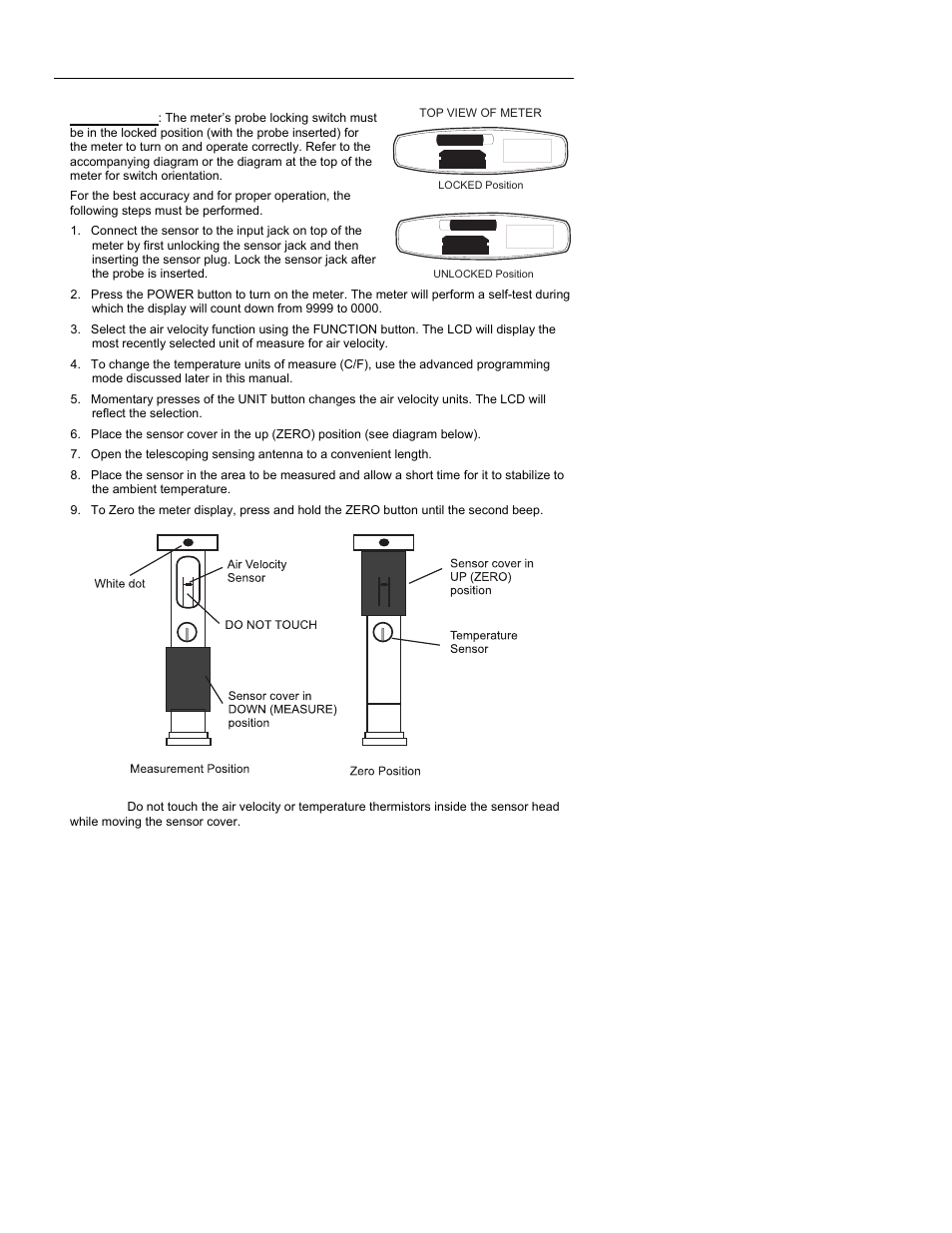 Operation | Xylem 407119A HOT WIRE ANEMOMETERS User Manual | Page 5 / 11