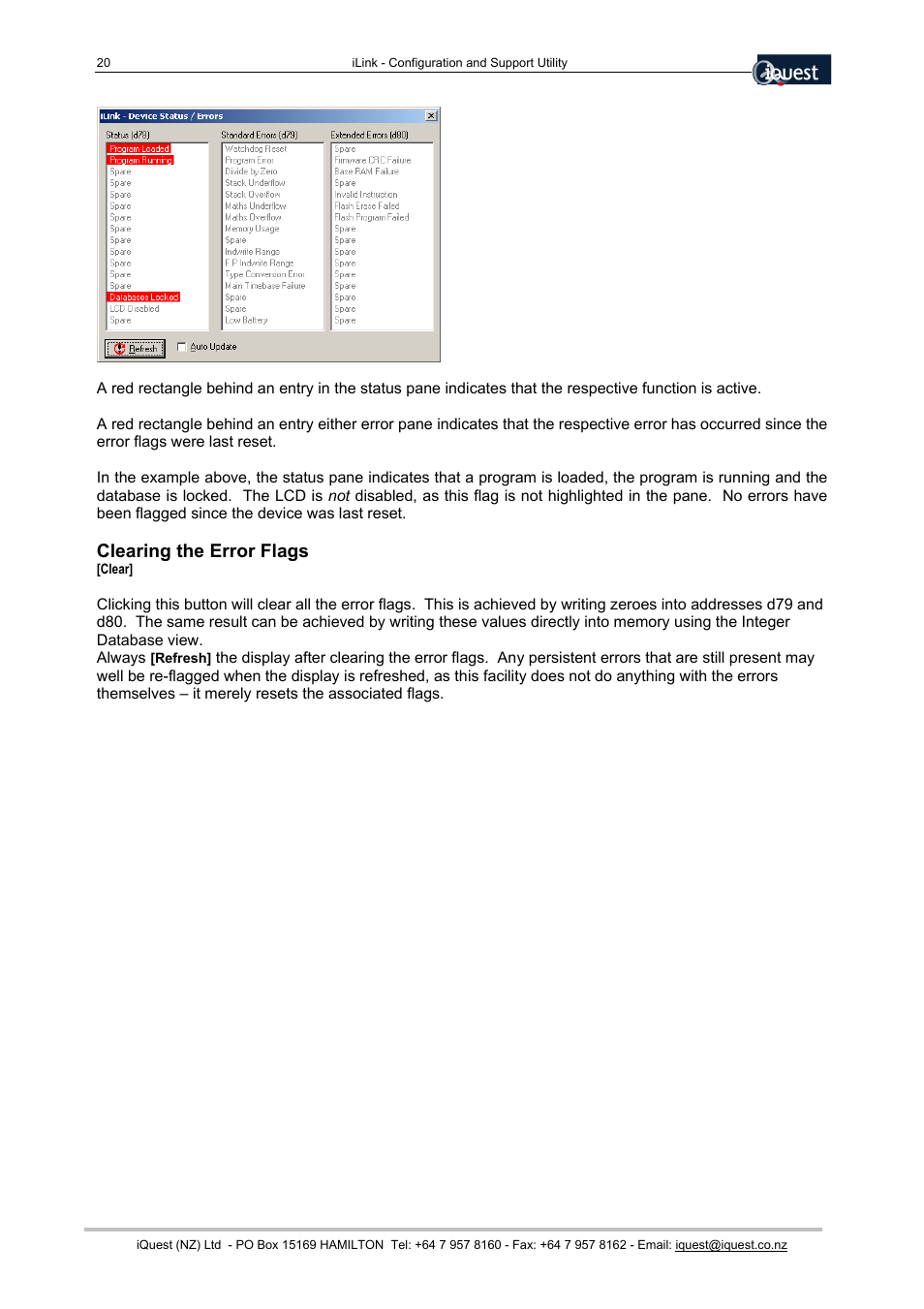 Clearing the error flags | Xylem SDI-12 Data Logger iLink User Manual | Page 20 / 69