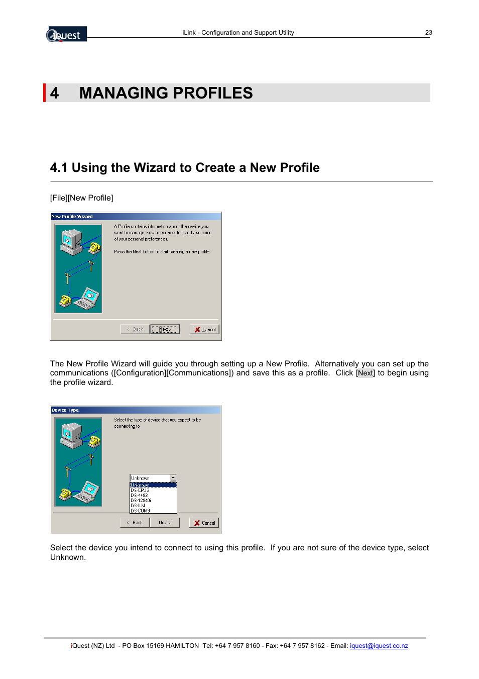 4managing profiles, 1 using the wizard to create a new profile, 4 managing profiles | Xylem SDI-12 Data Logger iLink User Manual | Page 23 / 69