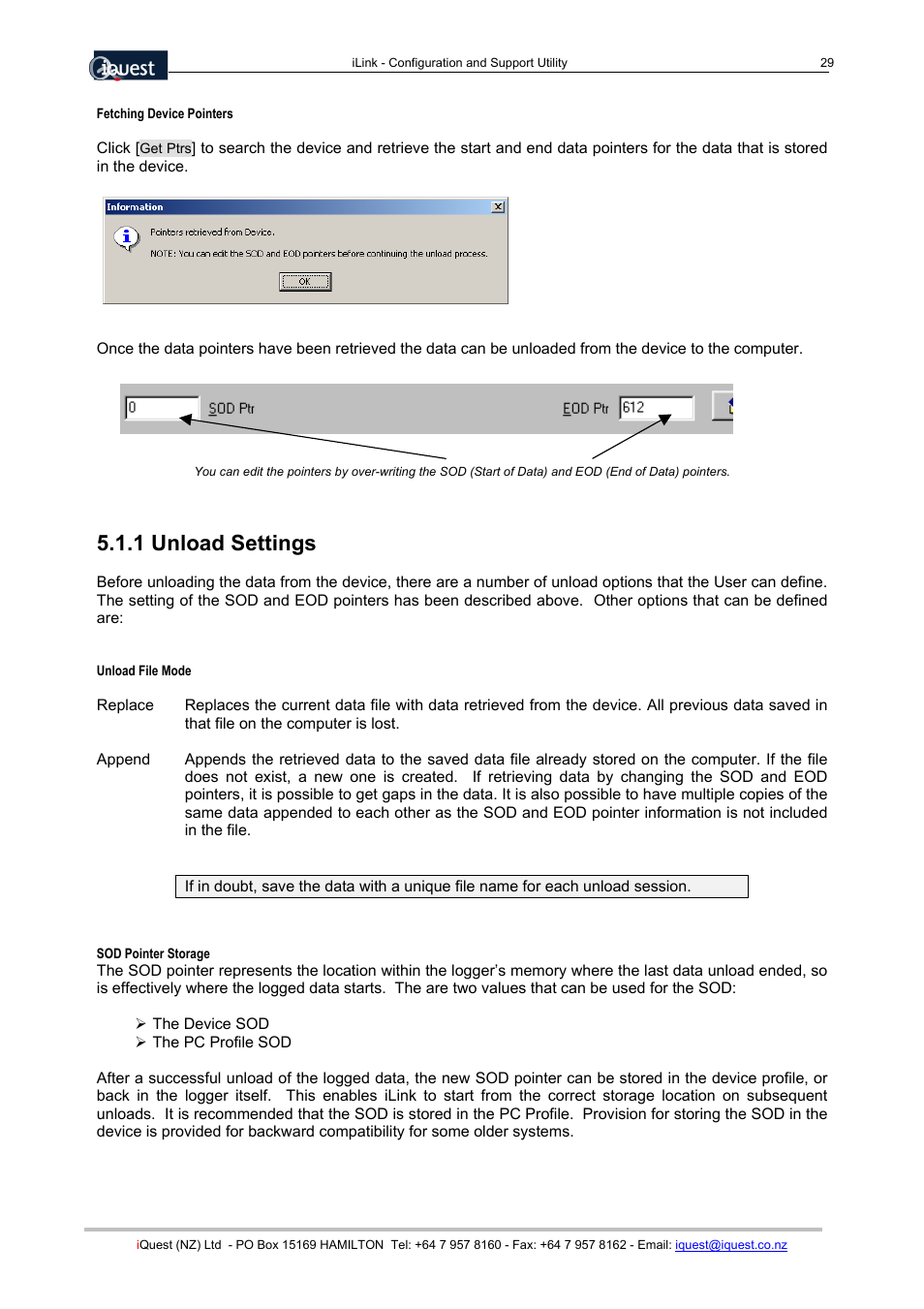 1 unload settings | Xylem SDI-12 Data Logger iLink User Manual | Page 29 / 69