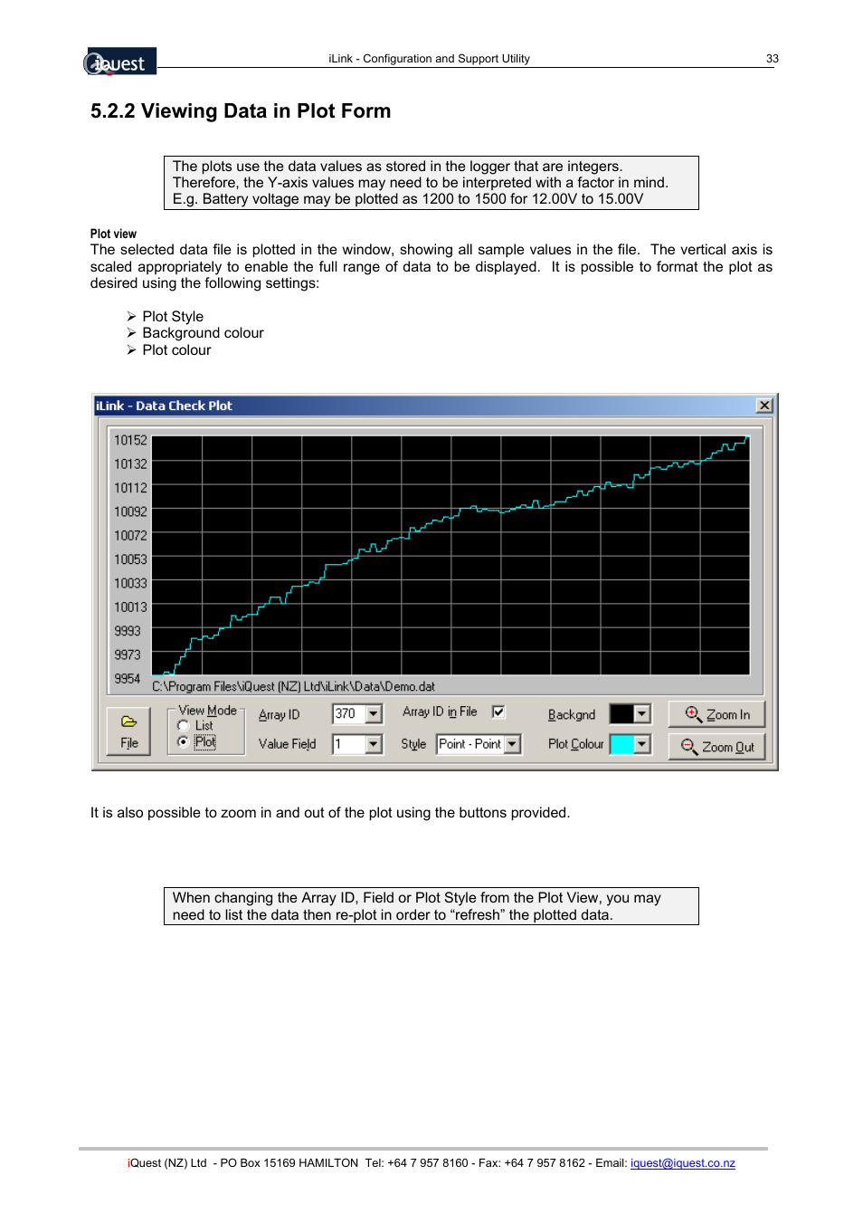 2 viewing data in plot form | Xylem SDI-12 Data Logger iLink User Manual | Page 33 / 69