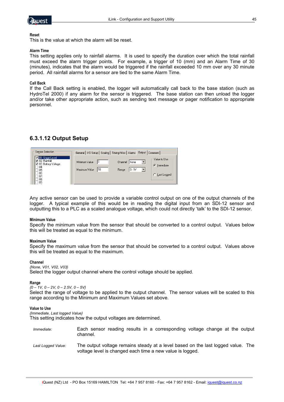 12 output setup | Xylem SDI-12 Data Logger iLink User Manual | Page 45 / 69