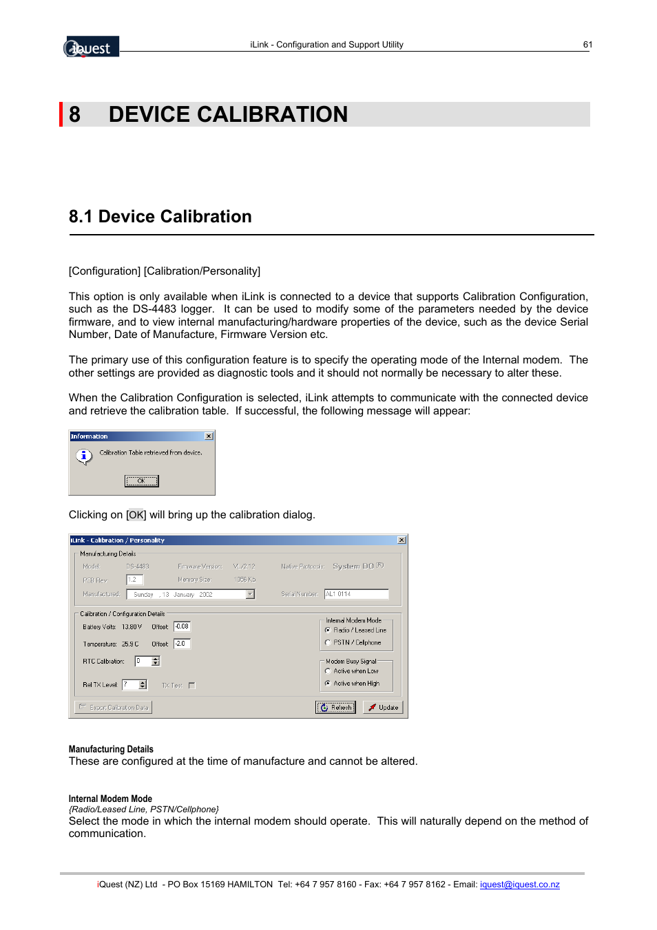 8device calibration, 1 device calibration, 8 device calibration | Xylem SDI-12 Data Logger iLink User Manual | Page 61 / 69