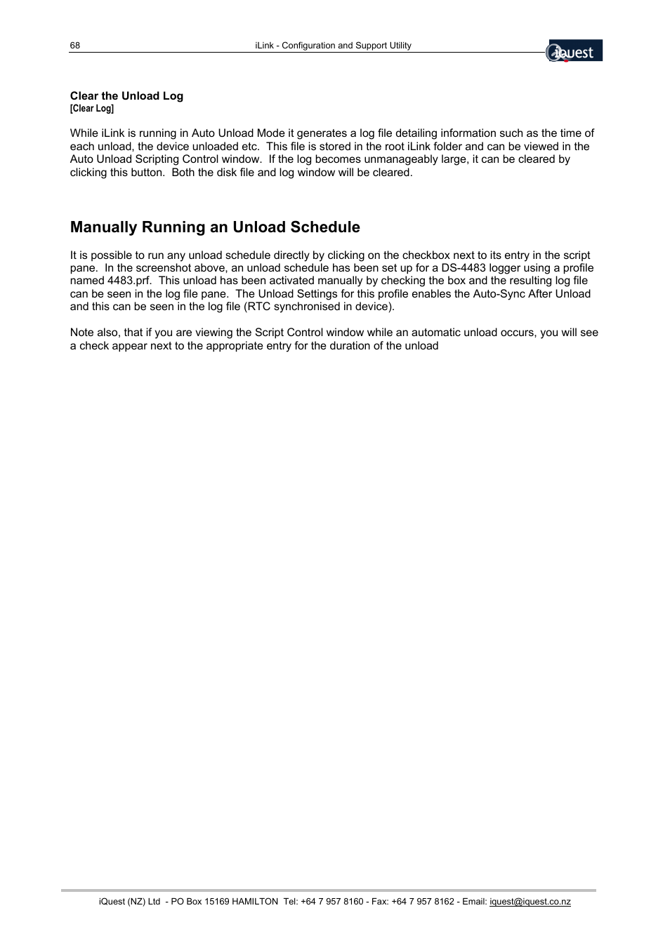 Manually running an unload schedule | Xylem SDI-12 Data Logger iLink User Manual | Page 68 / 69