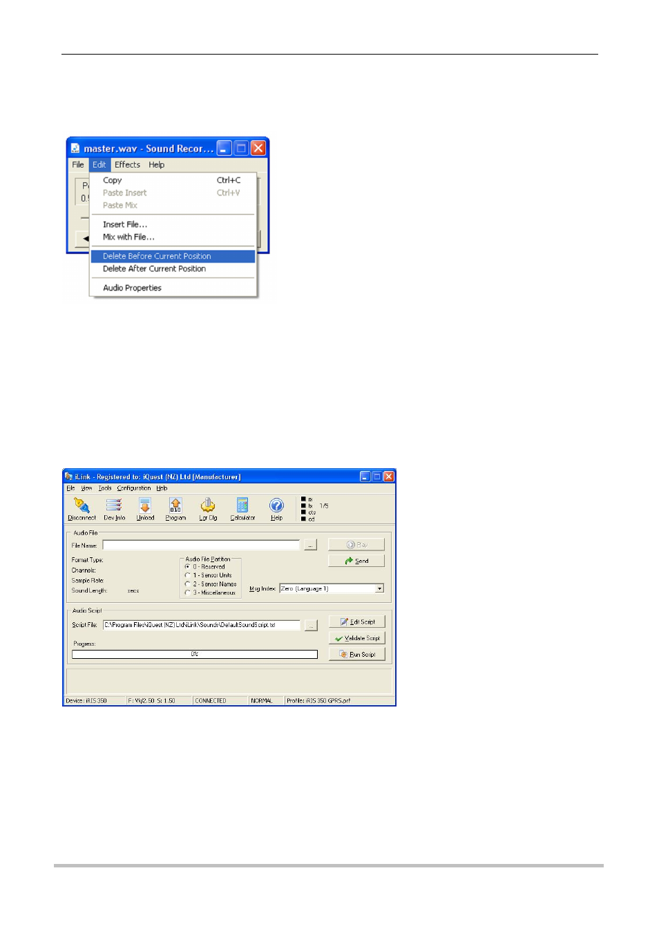 2 loading wave files into the iris | Xylem SDI-12 Data Logger iRIS 220, iRIS 320, iRIS 350, iRIS 150, iRIS 300 User Manual | Page 89 / 111