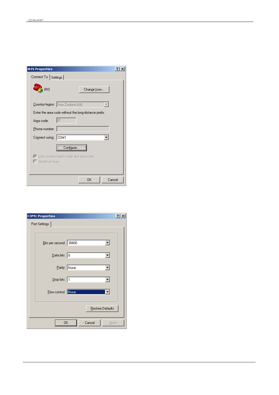 2 terminal cfg | Xylem iRIS 150 GPRS DATALOGGERS User Manual | Page 16 / 53