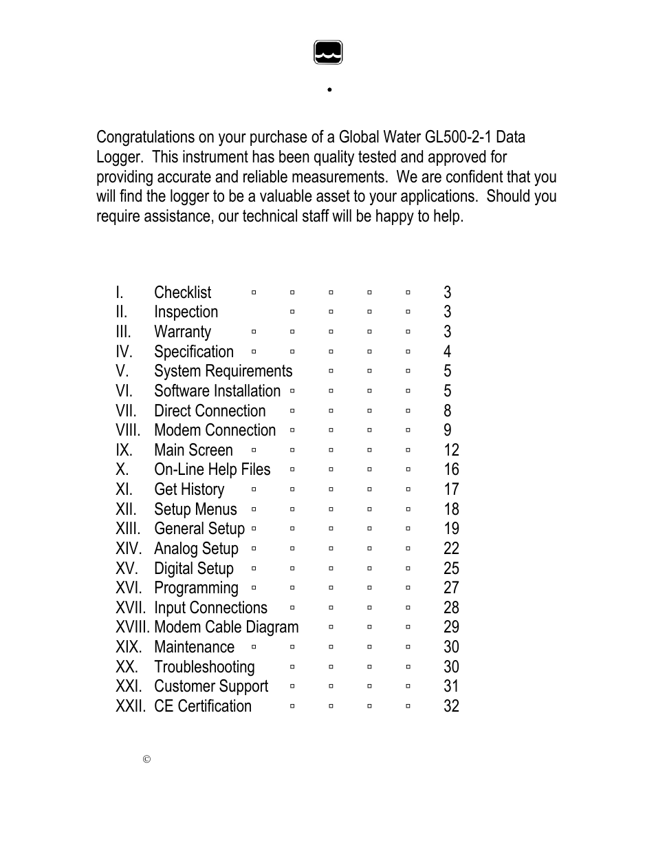 Xylem GL500-2-1 Data Logger User Manual | Page 2 / 32
