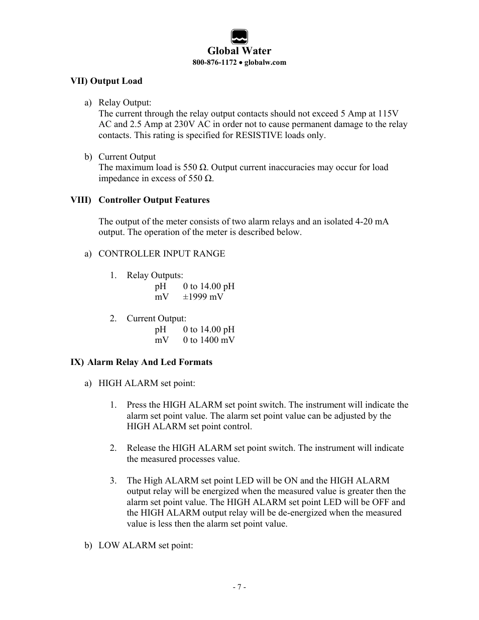 Xylem 3675 pH CONTROLLER User Manual | Page 7 / 9