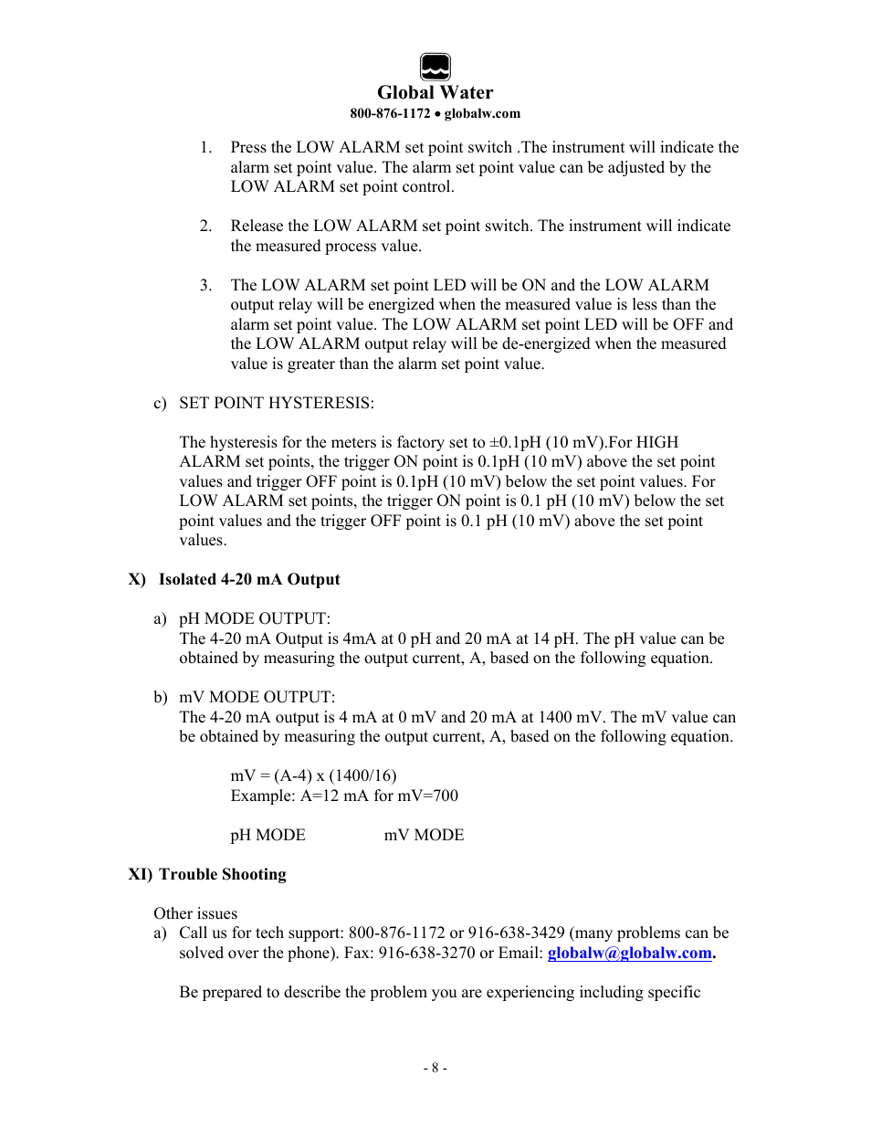 Xylem 3675 pH CONTROLLER User Manual | Page 8 / 9
