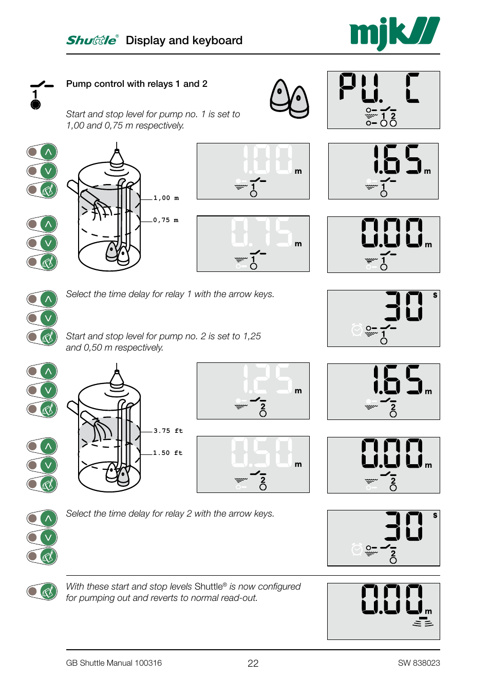 Display and keyboard | MJK Automation Shuttle Ultrasonic Level Transmitter and Sensor User Manual | Page 22 / 70